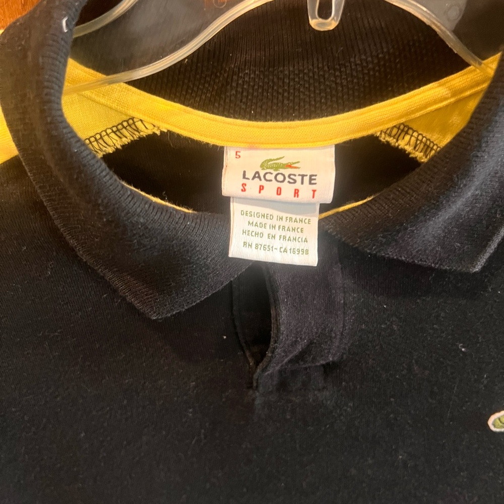 Vintage Lacoste Men's Long Sleeve Polo Shirt in Black and Yellow EUC - Picture 4 of 4